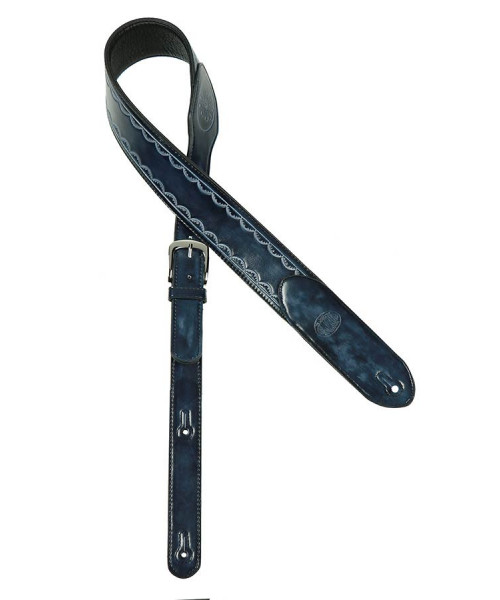 Shoulder strap for leather guitar, sculpted fractals, black