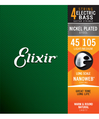 ELIXIR 14077 ELECTRIC BASS NICKEL PLATED STEEL NANOWEB