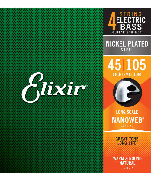 elixir 14077 electric bass nickel plated steel nanoweb