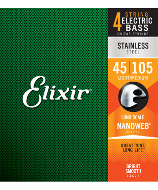 ELIXIR 14677 ELECTRIC BASS STAINLESS STEEL NANOWEB