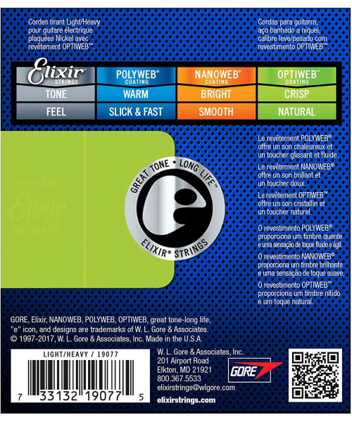 elixir 19077 optiweb nickel plated steel (010-052)