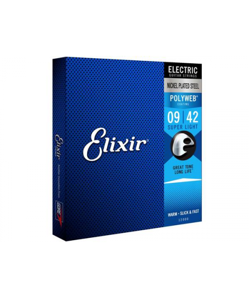 elixir 12000 electric nickel plated steel polyweb