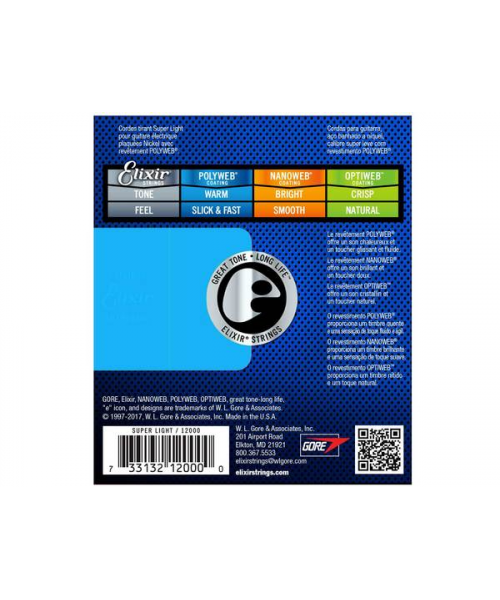 elixir 12000 electric nickel plated steel polyweb