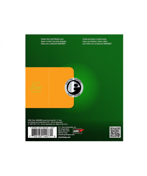 elixir 14077 electric bass nickel plated steel nanoweb