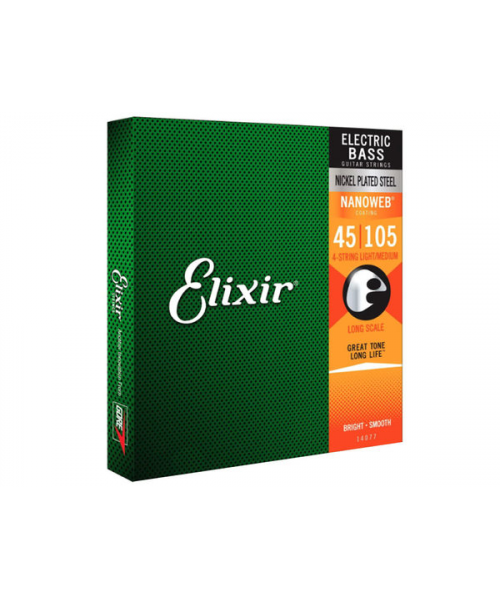 elixir 14077 electric bass nickel plated steel nanoweb