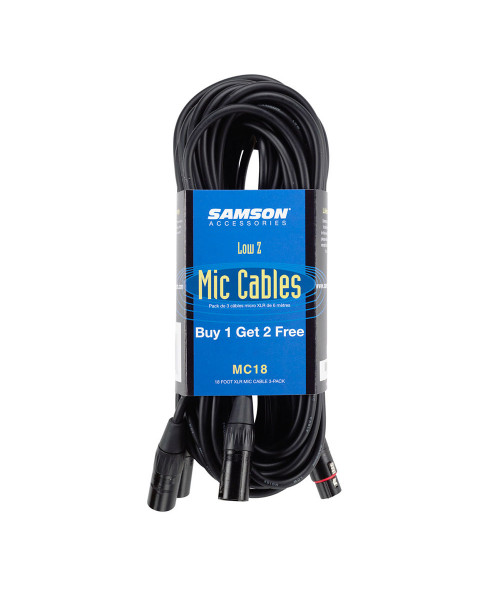 Samson MC18 - Cavo XLR per Microfono - 5,5 mt. - Set 3 pezzi