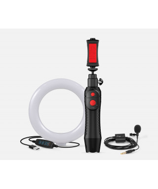 IK Multimedia Irig Video Creator Bundle - IRIG MIC LAV, IKLIP Grip Pro and LED RING 6 ''