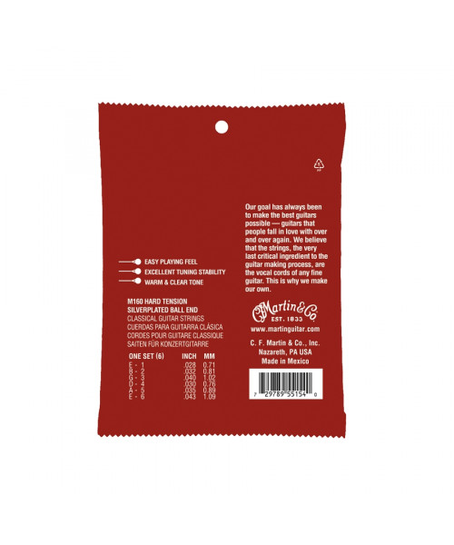 MARTIN & CO. M160 Classical Guitar Voltage Strong Ball End "28-43 "