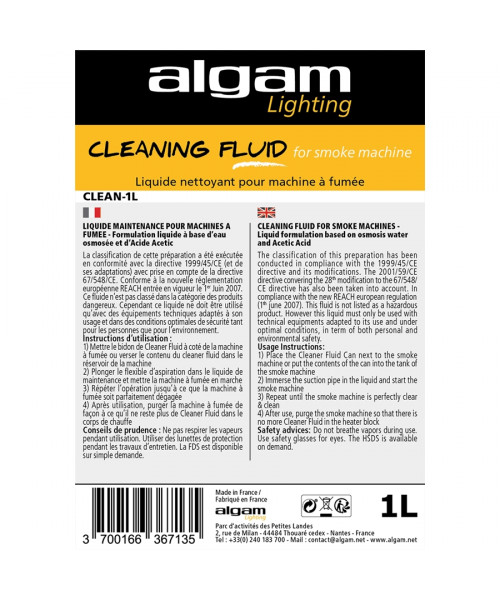 ALGAM LIGHTING CLEAN-1L LIQUIDO PULIZIA MACCHINA DEL FUMO 1L
