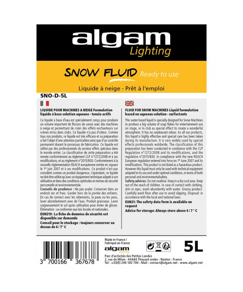 ALGAM LIGHTING SNO-D-5L LIQUIDO NEVE PRONTO ALL'USO 5L