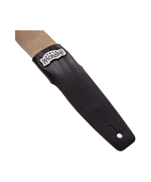 MAGRABO' Stripe SC Cotton Beige 5 cm terminali Core Nero, fibbia Recta Argento