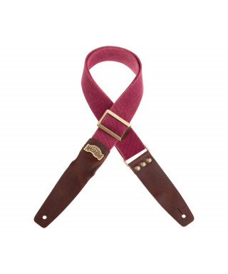 MAGRABO' Stripe sc cotton washed burgundy 5cm dark brown twinkle terminals, buckle rect brass