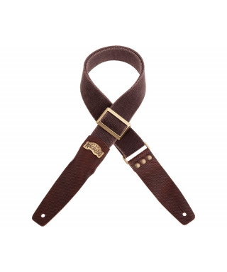MAGRABO' Stripe SC Cotton Washed Brown 5cm TWINKLE Dark Brown Terminals, Buckle Recta Brass