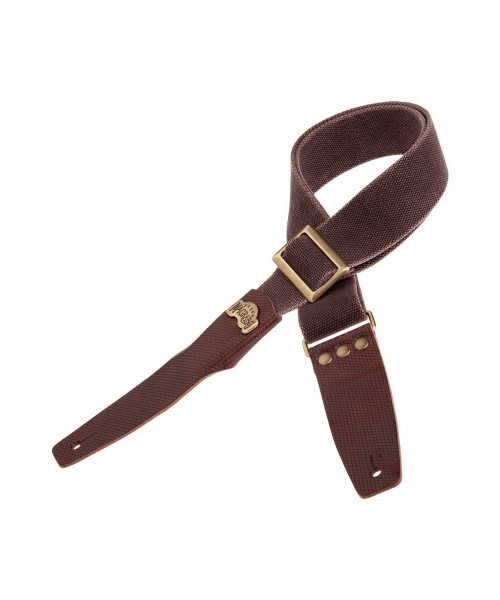 MAGRABO' Stripe SC Cotton Washed Marrone 5 cm terminali Twinkle Marrone Scuro, fibbia Recta Ottone