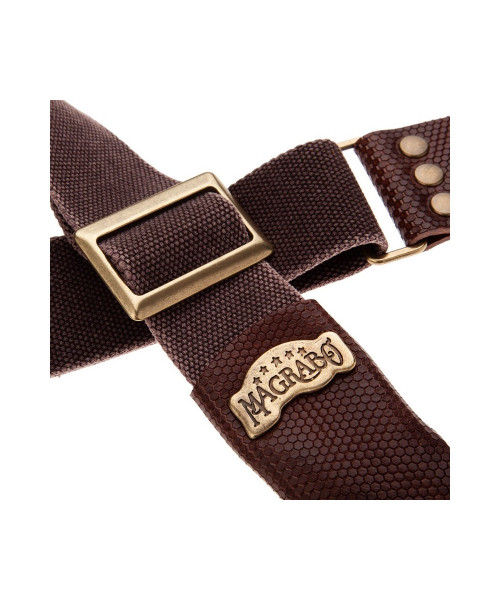 MAGRABO' Stripe SC Cotton Washed Brown 5cm TWINKLE Dark Brown Terminals, Buckle Recta Brass