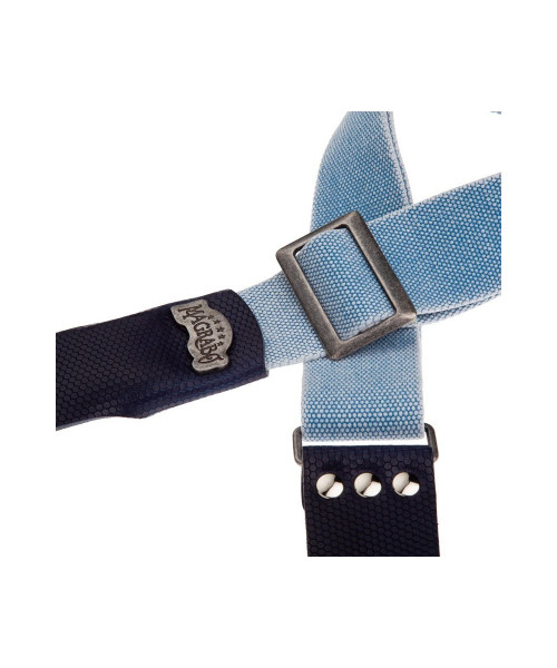 magrabò Stripe SC Cotton Washed Celeste 5cm Twinkle Terminals Blue, Buckle Retro Silver