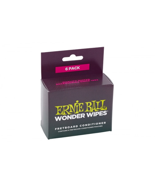 Ernie Ball Fretboard Conditioner Wonder Wipes Pack of 6