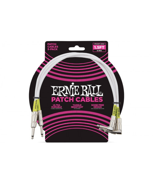 Ernie Ball 6056 WHITE patch cable 46 cm 3 pcs