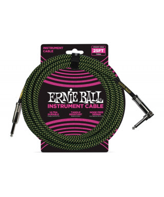 Ernie Ball 6066 Cavo Braided Black/Green 7,62 m