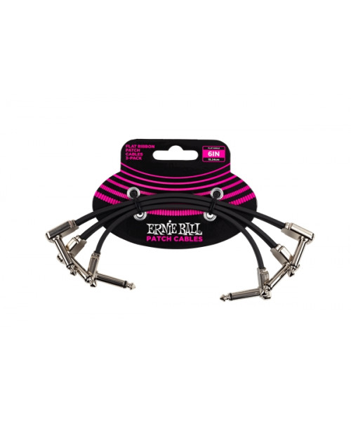 Ernie Ball 6221 Flat Ribbon Patch Cable 15.24 cm Pack of 3