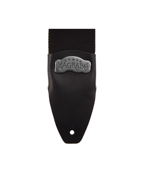 MAGRABO' STRIPE SC COTTON NERO 8 CM CON TERMINALI CORE NERO, FIBBIA RECTA ARGENTO