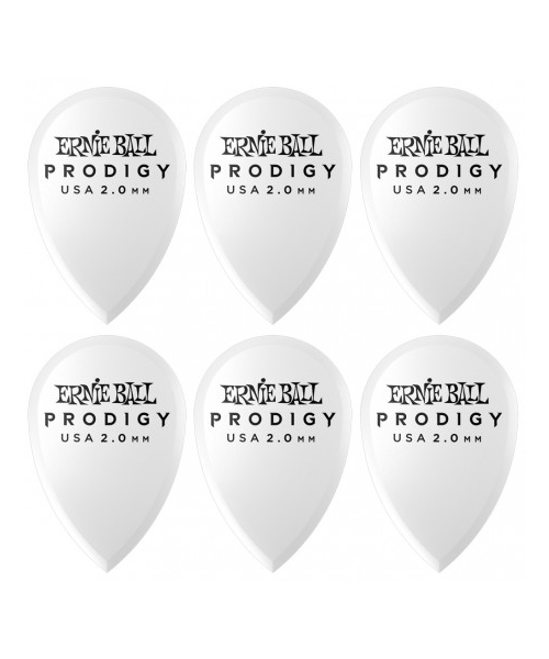 Ernie Ball 9336 Plettri Prodigy Teardrop White 2,0mm Envelope 6