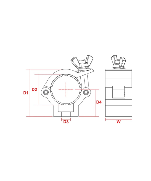 Beamz bc35-75 half coupler sl 75kg alum.