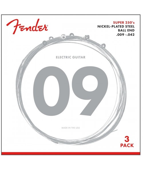 FENDER Muta FENDER Super 250L NPS Ball End Strings (.009-.042 gauges) 3-Pack 0730250309