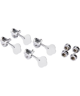FENDER PARTS DELUXE BASS TUNERS WITH FLUTED-SHAFTS (4) CHROME