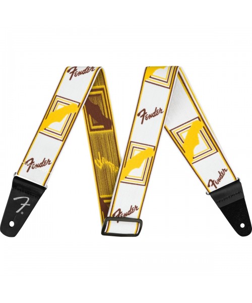FENDER Shoulder belt FENDER WeighlESS 2 "Monogrammed WHITE / Brown / Yellow 0990686005