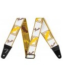 FENDER Shoulder belt FENDER WeighlESS 2 "Monogrammed WHITE / Brown / Yellow 0990686005