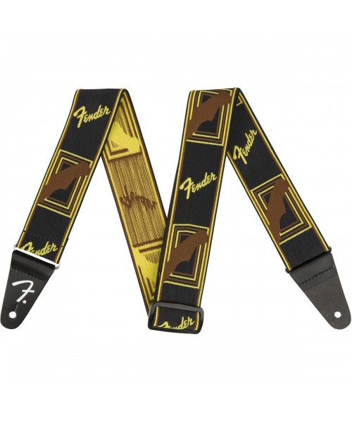 FENDER Shoulder belt FENDER WeighlESS 2 "Mono Black / Yellow / Brown 0990686006