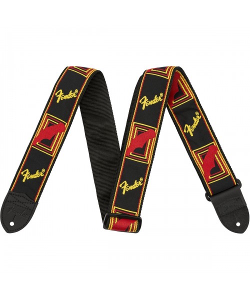 FENDER Shoulder belt FENDER 2 "Monogrammed Black / Yellow / Red 0990681500
