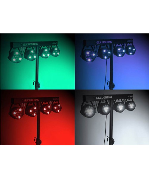 GLX LIGHTING 4x12 par LED system, 48Watt Total, with remote control included