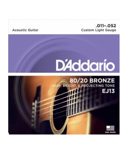 D'Addario EJ13 80/20 Bronze - Custom Light ropes for acoustic guitar