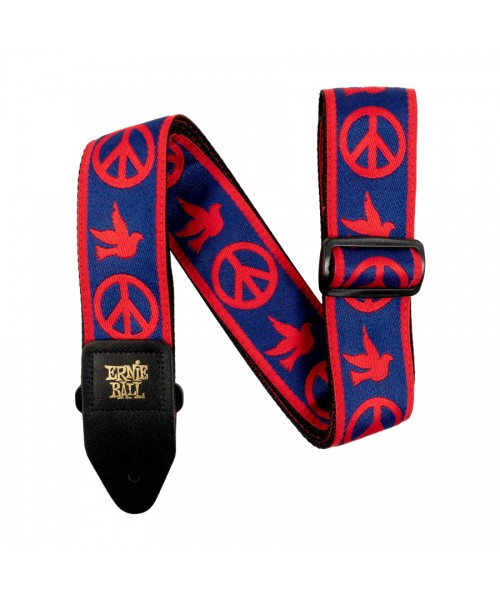 ERNIE BALL 4698 TRACOLLA RED AND BLUE PEACE LOVE DOVE JACQUARD STRAP 2021