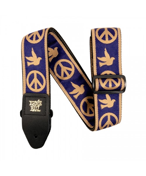 ERNIE BALL 4699 TRACOLLA NAVY BLUE AND BEIGE PEACE LOVE DOVE JACQUARD STRAP 2021