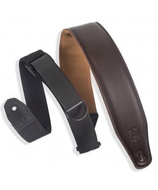 Guitar shoulder strap LEVY'S Dark brown right height