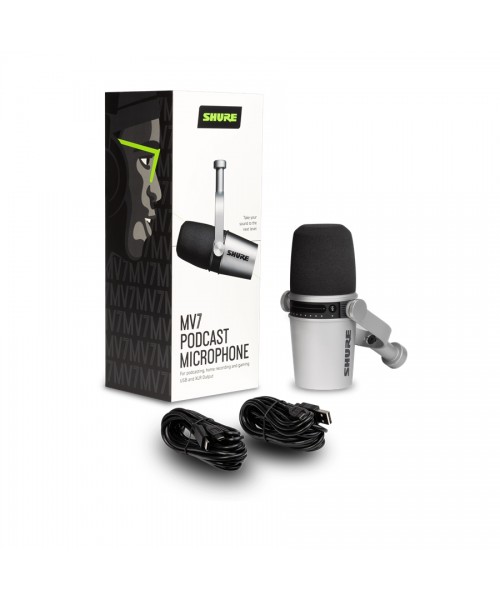 SHURE Mv7-S dynamic microphone cardioid XLR / USB silver