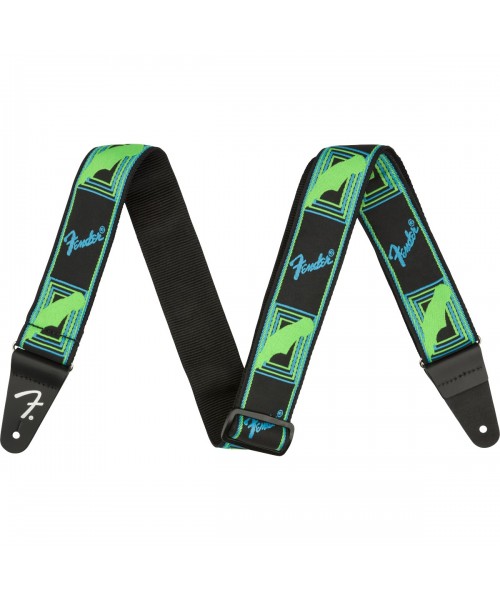 FENDER TRACOLLA FENDER NEON MONOGRAMMED STRAP, GREEN/BLUE 0990681303