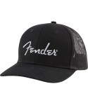 FENDER FENDER Silver Logo Snapback Hat, Black, One Size Fits Most 9122421100