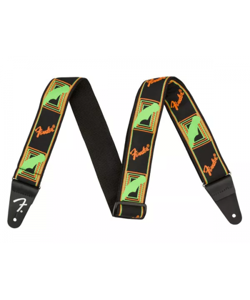 Fender Neon Monogrammed Strap, Green / Orange shoulder strap