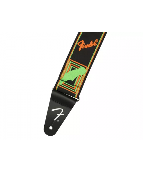 Tracolla fender neon monogrammed strap, green/orange