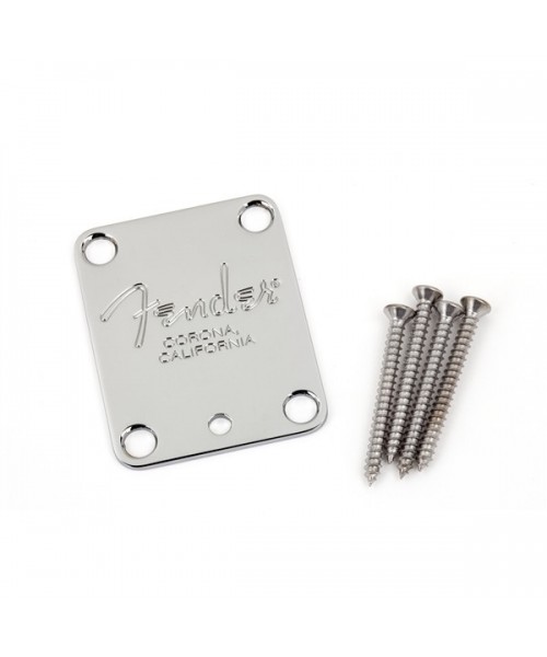 FENDER FENDER PARTS 4-BOLT AMERICAN SERIES GUITAR NECK PLATE WITH "CORONA" STAMP CHROME 0991445100