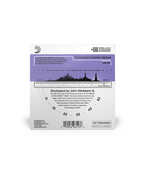 D'Addario EJ13 80/20 Bronze - Custom Light ropes for acoustic guitar