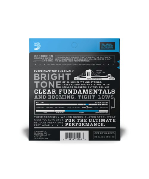 D'Addario EXL165 Custom Light - Set di Corde per Basso Elettrico