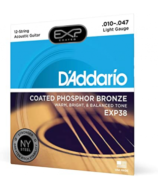 D'ADDARIO EXP38 COATED PHOS-BRONZE 010-047 12 CORDE