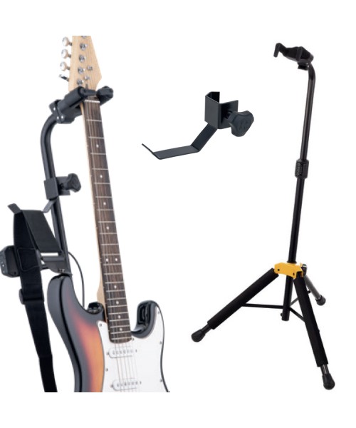 HERCULES Single Guitar Stand + Guitar Strap & Headphone HOL