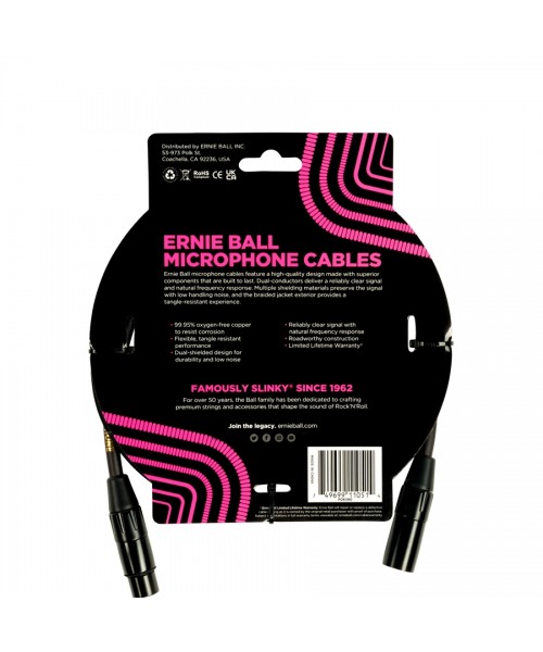 Ernie ball 6390 cavo microfonico braided nero 1,5 m