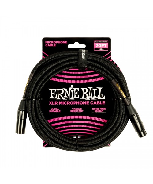 Ernie ball 6392 cavo microfonico braided nero 6 m